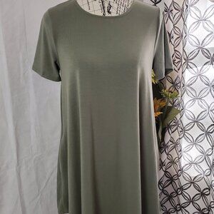 Zenana Short Sleeve Olive Knit Dress - Large